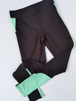 Леггинсы для девочки спортивные цвет черный/салатовый 140 см Cool club