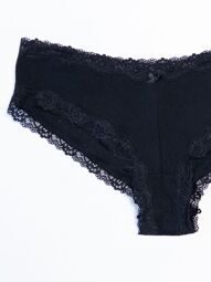 Трусы бикини женские из ажурной ткани с деталями кружева цвет черный размер EUR XL (rus 48-50) H&M