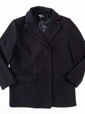 Двубортное пальто оверсайз на пуговицах цвет черный размер EUR 32 (rus 42-48) MISSGUIDED