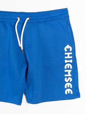 Шорты мужские с начесом с утягивающим шнурком в поясе/карманами цвет синий с текстовым принтом размер M Chiemsee