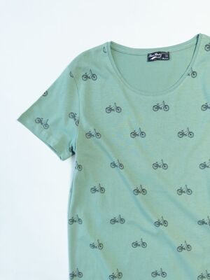 Футболка мужская хлопковая цвет зеленый принт Велосипед (обхват груди 88 см) размер M (маломерит на размер XS) Two Bucks