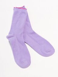 Носки хлопковые длинные в рубчик для девочки цвет сиреневый длина стопы 22-24 см (размер обуви 35-38 ) Primark