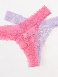 Трусы стринги женские кружевные комплект из 2 шт цвет сиреневый /розовый размер EUR M (rus 44-46) H&M