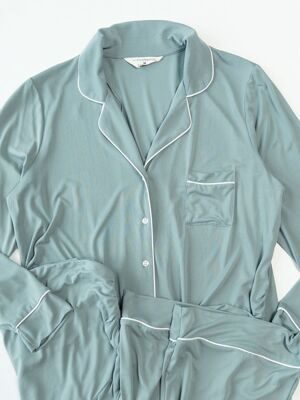 Комплект для беременных MODAL 73% рубашка с длинным рукавом/карманом на пуговицах + брюки с карманами цвет бледно-бирюзовый размер EUR 40/42 (rus 48-50) Primark