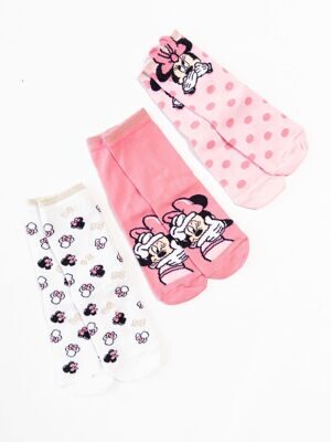 Носки хлопковые для девочки комплект из 3 пар цвет розовый/белый/люрексная нить принт Mickey Mouse длина стопы 20-22 см размер обуви 32-34 OVS