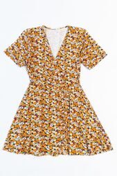 Платье с запахом из эластичной ткани в поясе резинка цветочный принт размер EUR 38 M (rus 44) 24colours