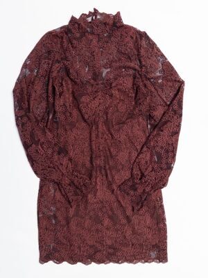 Платье-комбинация из джерси женское кружевное на регулируемых бретелях цвет бордовый размер EUR 34 (rus 40-42) H&M
