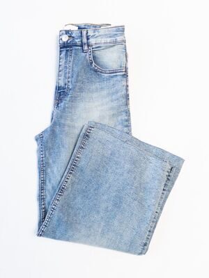 Широкие укороченные женские джинсы с необработанными краями размер EUR34 (rus 40) H&M