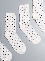 Носки хлопковые для девочки комплект из 2 пар цвет белый/черный принт горох длина стопы 20-22 см размер обуви 32-34 H&M