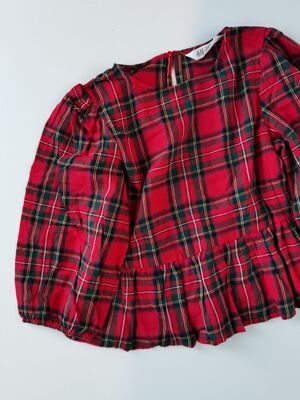 Блуза красная в клетку для девочки на рост 158см H&M