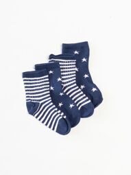 Носки хлопковые для малышей комплект из 2 шт цвет синий с принтом длина стопы 10-12 см 6-12 мес H&M