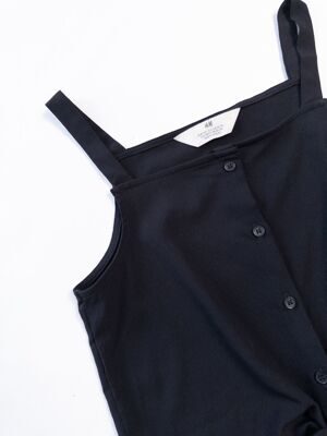 Топ из рельефной ткани для девочки на завязках/пуговицах цвет черный рост 146 см H&M