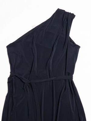 Платье вискоза 95% женское на одно плечо с поясом цвет темно-синий размер EUR XL ( rus 52-54) H&M