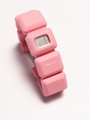 Наручные часы кварцевые корпус из нержавеющей стали 30*23*11 мм с регулирующимся силиконовым ремешком  цвет розовый NeWatch