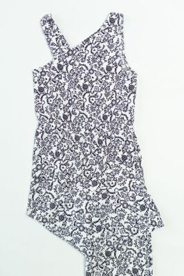 Комбинезон из рельефной ткани для девочки брюки свободного кроя цвет черный/белый с принтом рост 134 см  Primark