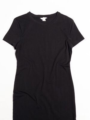 Платье хлопковое женское цвет черный размер EUR М ( rus 46) H&M