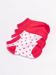 Носки хлопковые короткие для девочки комплект из 2 пар цвет белый/ярко-розовый принт горох длина стопы 14-16 см размер обуви 23-25 OVS