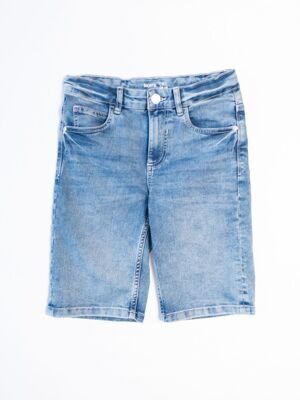 Шорты джинсовые для мальчика с утягивающей резинкой в поясе цвет голубой на рост 146 см 10-11 лет OVS