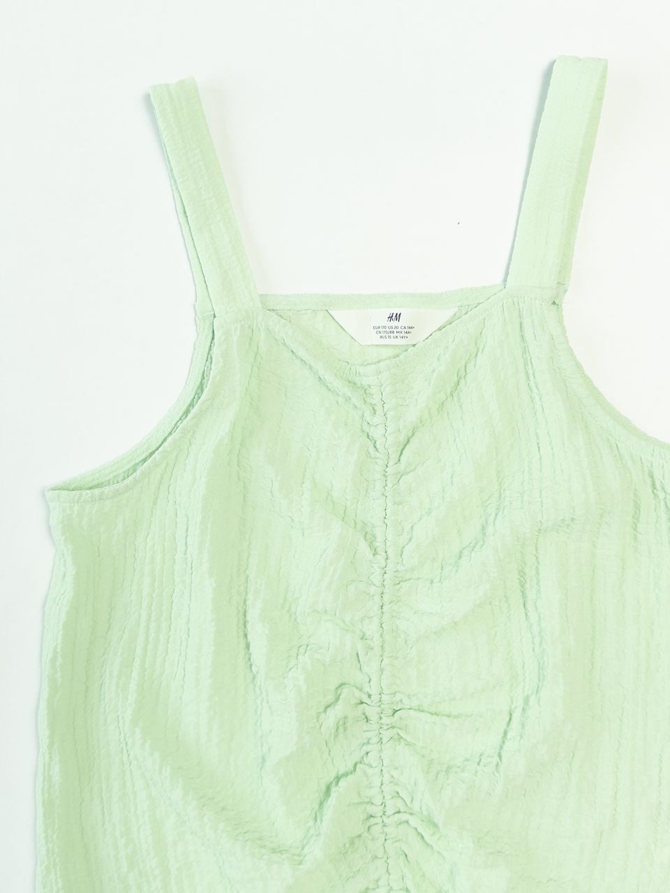 Блуза из жатой ткани для девочки с декоративной шнуровкой цвет салатовый рост 170 см H&M