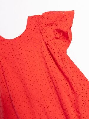 Платье из ткани с английской вышивкой на хлопковой подкладке, сзади на молнии на рост 146 см Cool Club