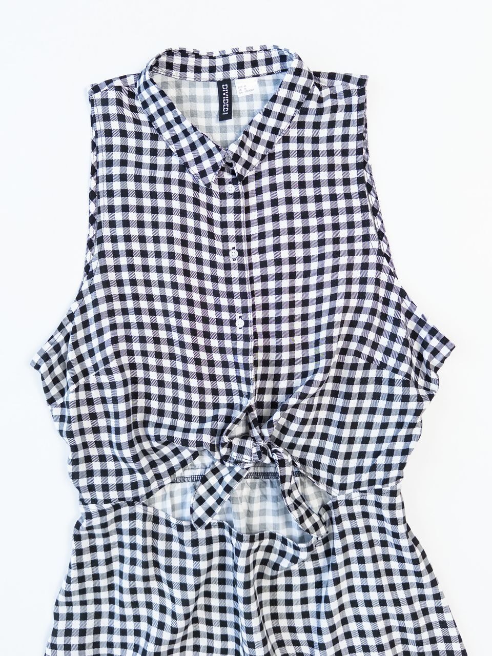 Платье без рукавов из вискозы цвет черный/белая клетка  размер EUR 44 (rus 48) H&M