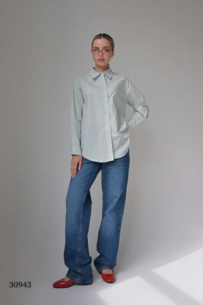 Базовая рубашка свободного кроя цвет фисташковый (30943)