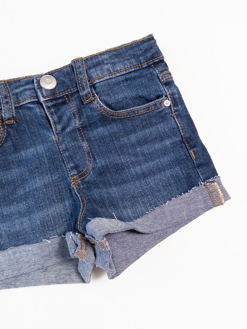 Шорты джинсовые для девочки на кнопке с утягивающей резинкой цвет синий на рост 104 см 3-4 года Primark