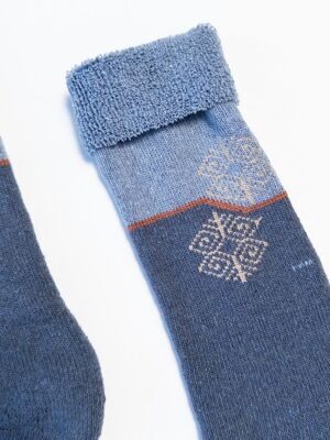 Носки махровые высокие цвет синий/голубой/узор длина стопы 20-22 см (размер обуви 32-34) Primark