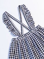 Сарафан хлопковый для девочки из жатой ткани  на подкладке шлейки на пуговицах цвет белый/черный/клетка  рост 92-98 см George