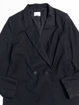 Двубортный пиджак женский на подкладке цвет черный размер EUR S (rus 42-44) H&M
