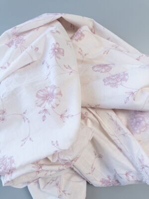Простынь хлопковая на резинке цвет светло-розовый принт цветы размер 135х200х24 см Primark