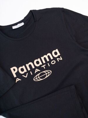 Футболка мужская хлопковая цвет черный принт Panama (обхват груди 98 см) размер S ALTITUDINE