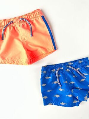 Шорты пляжные комплект 2 шт цвет синий/оранжевый с принтом на рост 62 см Primark