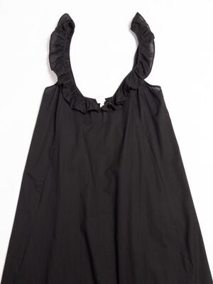 Платье хлопковое женское с оборками цвет черный размер EUR L ( rus 48-50) H&M (незначительные затяжки снизу справа не видны в складках)