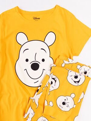 Пижама хлопковая женская  футболка + брюки цвет желтый/белый принт Disney размер EUR 38/40 (rus 44-46) Primark