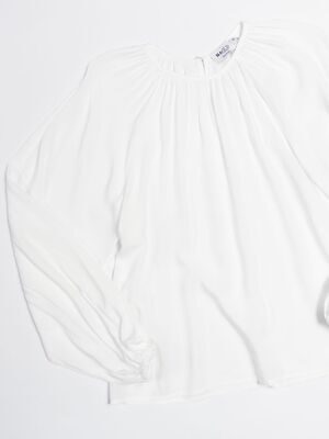 Блуза 100% вискоза с длинным рукавом на резинке цвет белый размер 36 (44 RUS) NA-KD