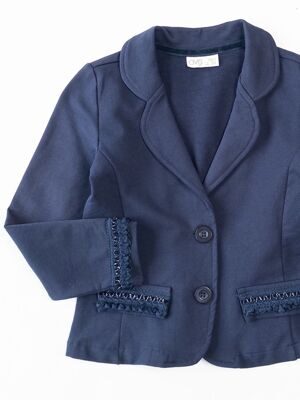 Пиджак-жакет трикотажный для девочки на пуговицах цвет темно-синий рост 116 см 5-6 лет OVS *смотрите замеры