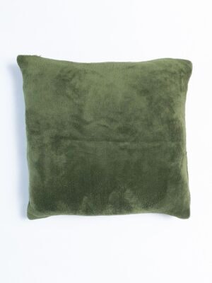 Комплект наволочка плюшевая на молнии размер 40х40 см + подушка наполнитель синтепон размер 40х40 см цвет зеленый/белый Primark