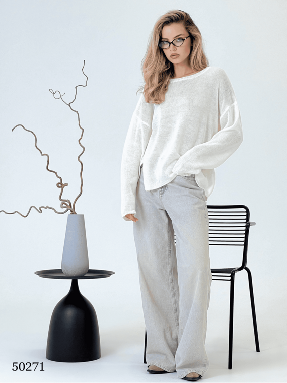 Кофта тонкой вязки цвет молочный размер Onesize (подходит на rus 42-48) (50271) Кофта тонкой вязки цвет молочный размер Onesize (подходит на rus 42-48) (50271)