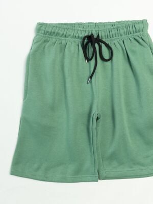 Шорты мужские с начесом с утягивающим шнурком в поясе/карманами цвет зеленый размер XS Five Threads