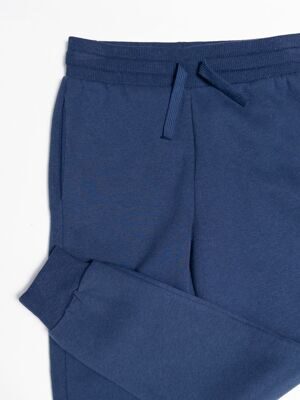 Брюки с начесом для мальчика с утягивающим шнурком в поясе цвет синий на рост 134 см 8-9 лет H&M