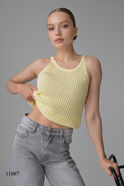 Топ кроше цвет желтый размер onesize (подходит на rus 42-46) (11887)