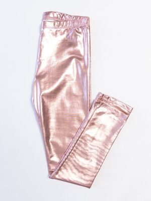 Леггинсы блестящие для девочки цвет розовое золото рост 140 см H&M *одна колоша короче