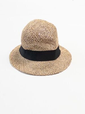 Шляпа соломенная женская цвет черный/желтый (окружность головы 56 см ) H&M *маломерит на окружность 54 см