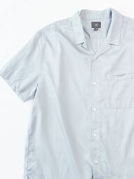 Рубашка из смеси лиоцелла и хлопка мужская с коротким рукавом/карманом цвет светло-голубой размер XL H&M *дефект затяжка слева на плече