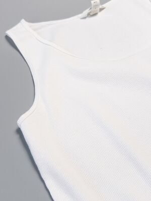 Майка хлопковая женская в рубчик цвет белый размер EUR XL ( rus 50-52) H&M