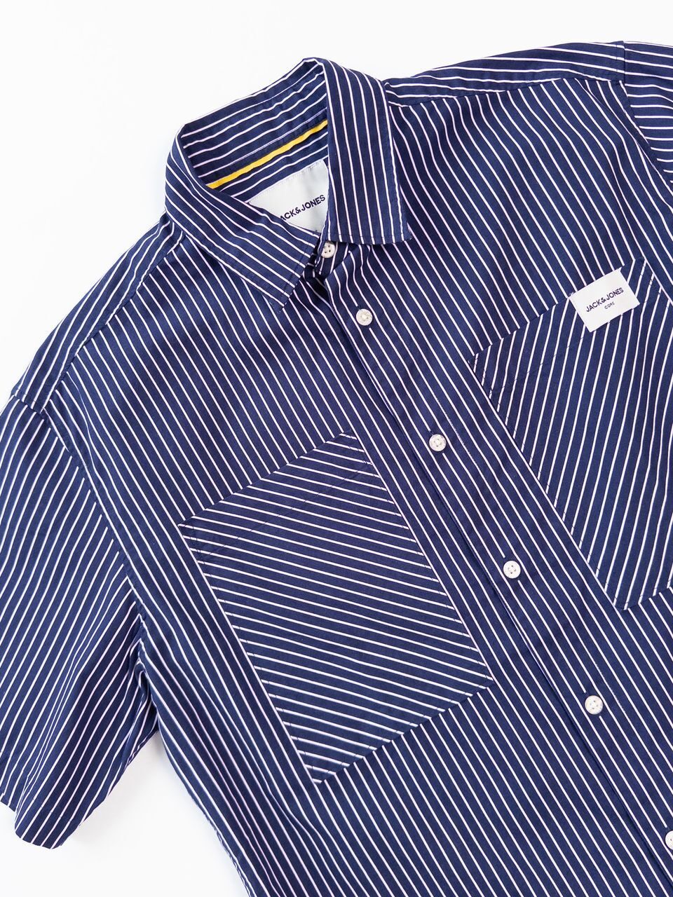Рубашка мужская на пуговицах цвет темно-синий/полоска размер М Jack&Jones