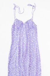 Платье из вискозы женское на регулируемых бретелях с разрезом спереди 43 см на потайной молнии сбоку цвет сиреневый принт цветы размер EUR 36 ( rus 42) H&M