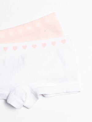 Трусы-шорты в рубчик для девочки цвет белый принт сердечки рост 128 см Primark