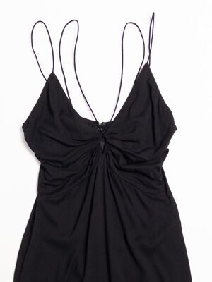 Платье из вискозы женское с V-образным вырезом сзади на потайной молнии цвет черный размер EUR S ( rus 42-44) H&M
